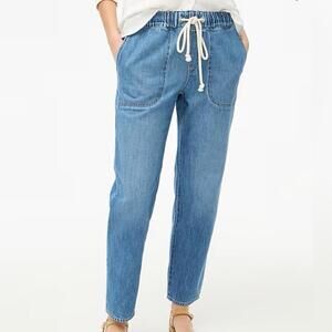 J.CREW NWOT Womens Denim Drawstring Pant In Medium Wash-Size 29